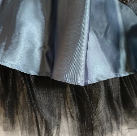 Jessica McClintock Midnight Blue Strapless Satin Sequin Dress - Picture 3 of 12